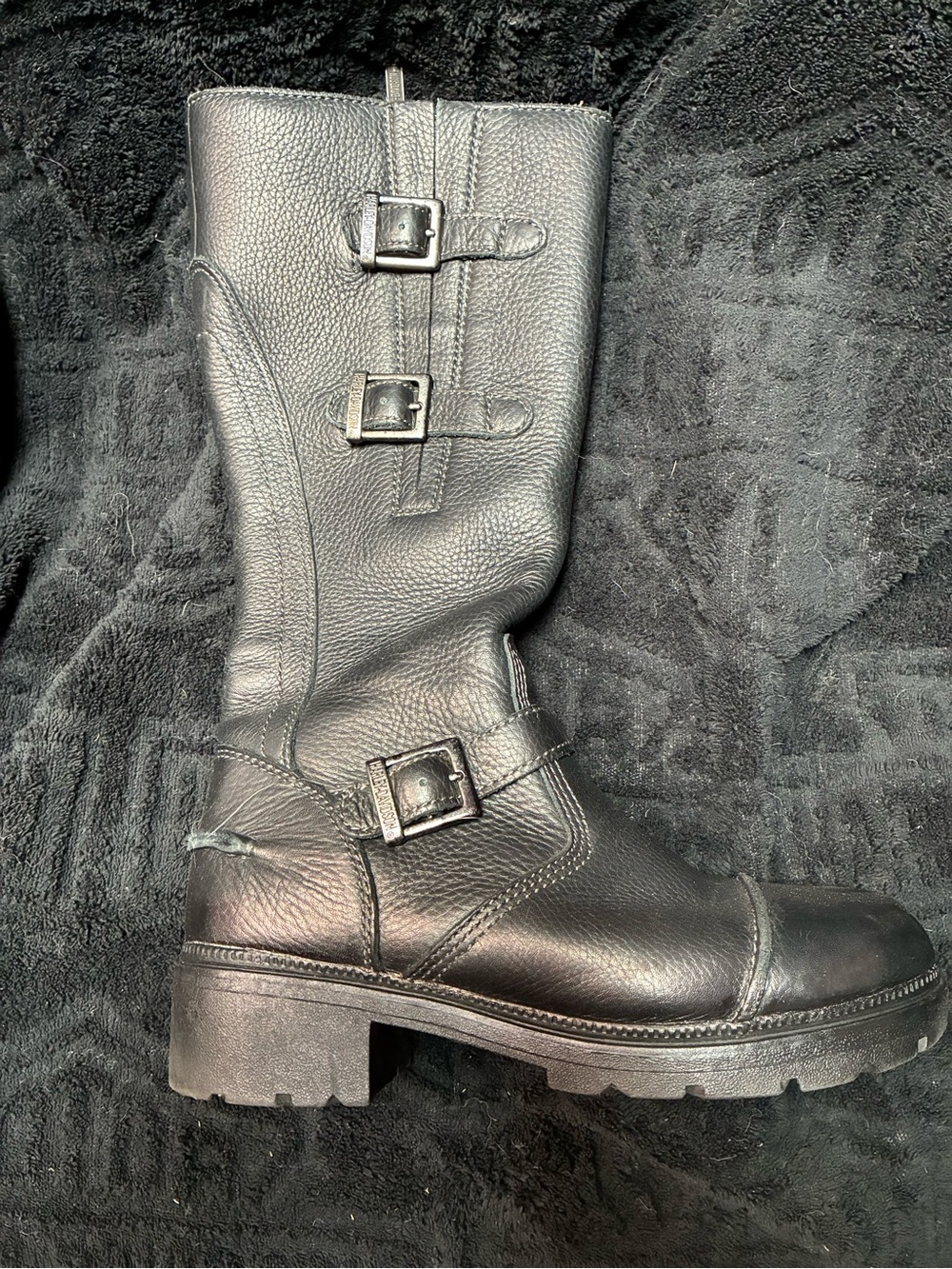 Harley-Davidson Black Leather Buckle Moto Boots